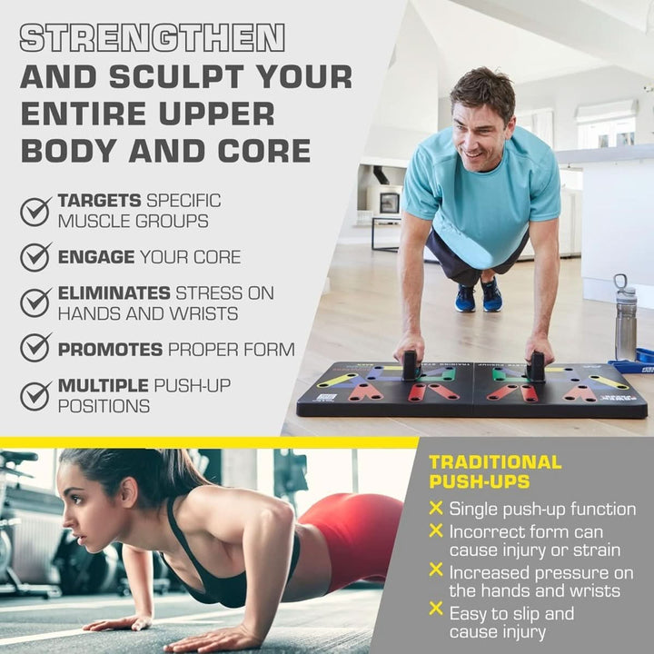 Lisslune | Foldable Push-up Board with 30 Positions for Targeted Muscle Training