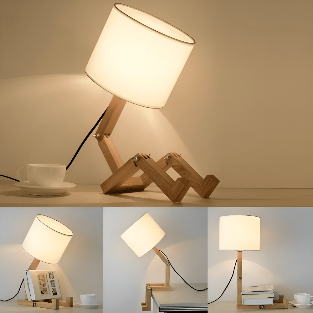 Lisslune | Adjustable wooden lamp in robot design for reading & working light