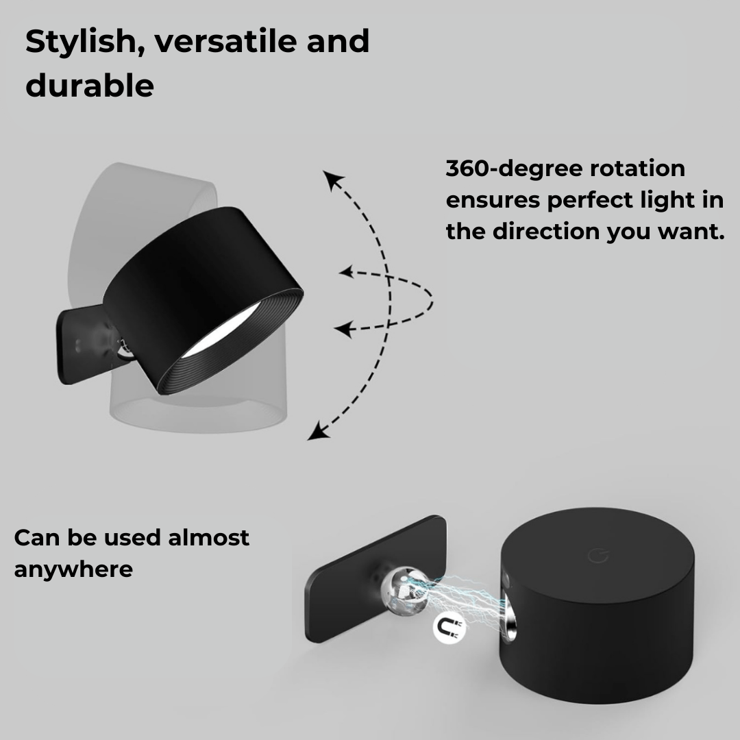 Lisslune | Wireless Rechargeable 360° Wall Light | Energy-Saving LED, Touch Control & Versatile for Home Lighting