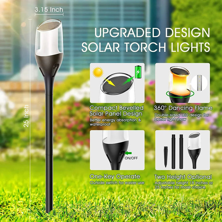 Lisslune | Outdoor flickering flame lights, solar torch garden lamps, waterproof LED for terrace and garden