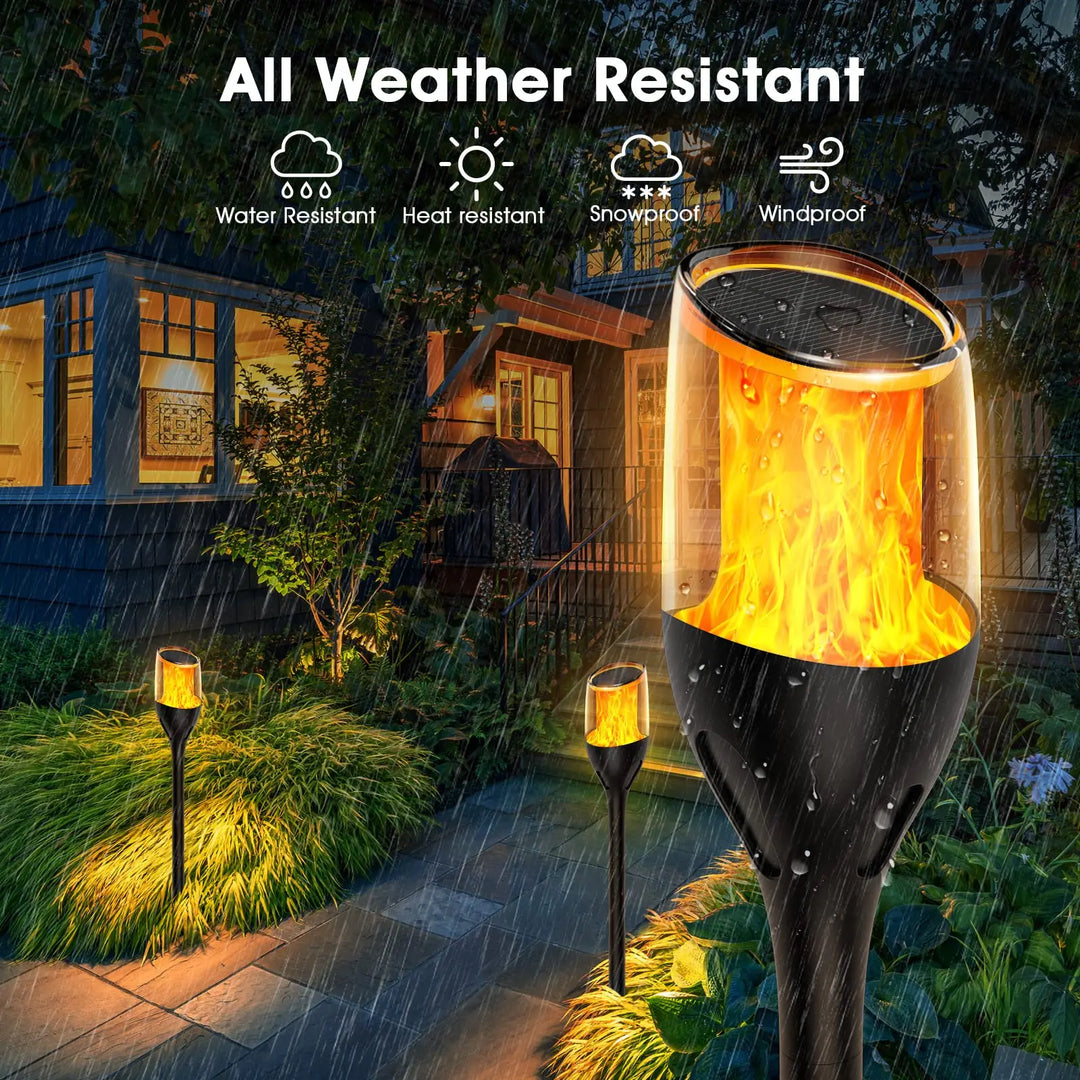 Lisslune | Outdoor flickering flame lights, solar torch garden lamps, waterproof LED for terrace and garden