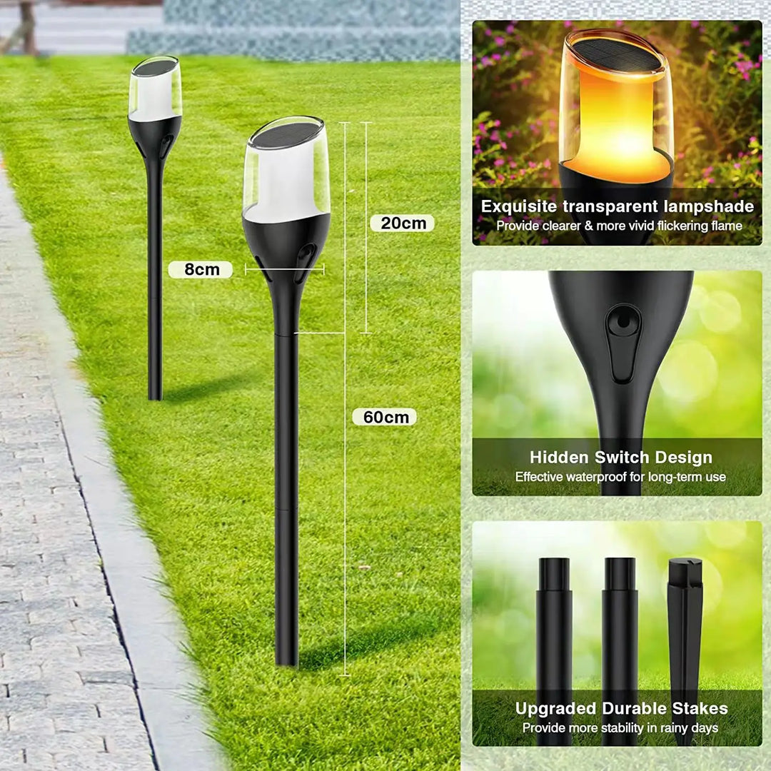 Lisslune | Outdoor flickering flame lights, solar torch garden lamps, waterproof LED for terrace and garden