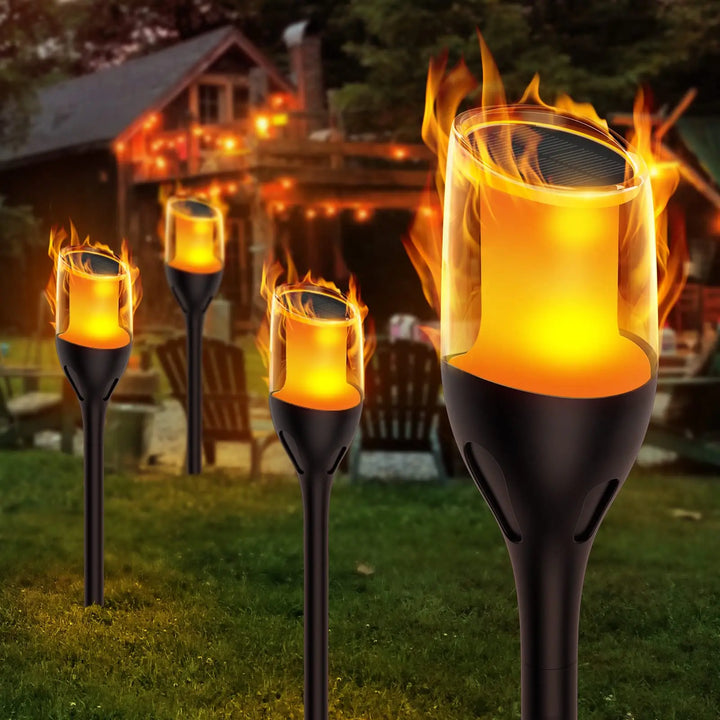 Lisslune | Outdoor flickering flame lights, solar torch garden lamps, waterproof LED for terrace and garden