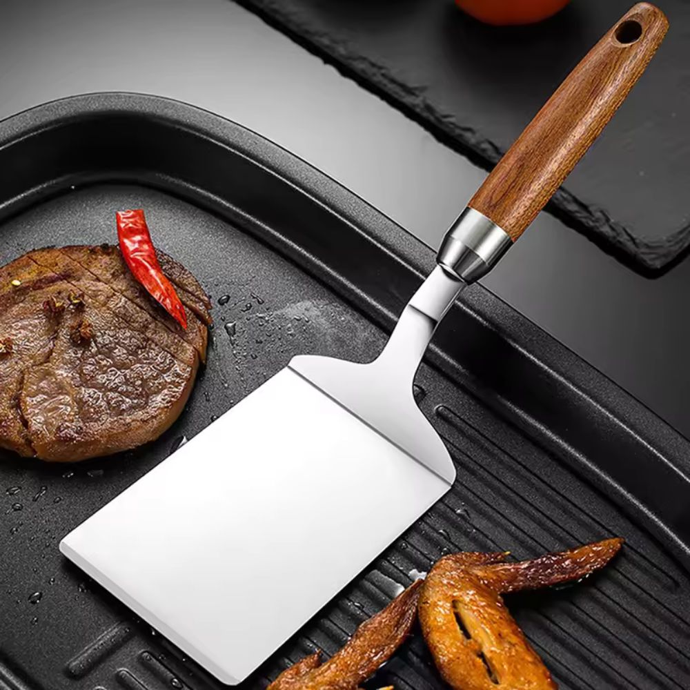 Lisslune | Stainless Steel Kitchen Spatula with Wooden Handle