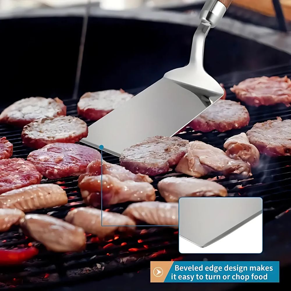 Lisslune | Stainless Steel Kitchen Spatula with Wooden Handle