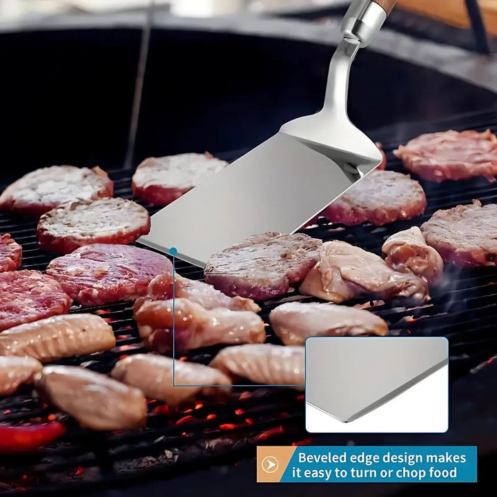 Lisslune | Stainless Steel Kitchen Spatula with Wooden Handle