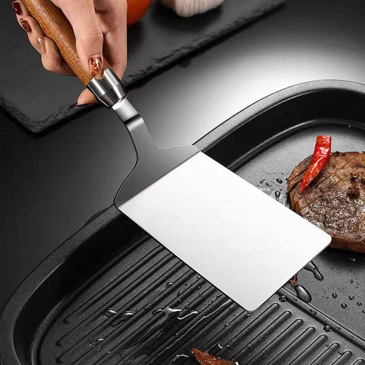 Lisslune | Stainless Steel Kitchen Spatula with Wooden Handle
