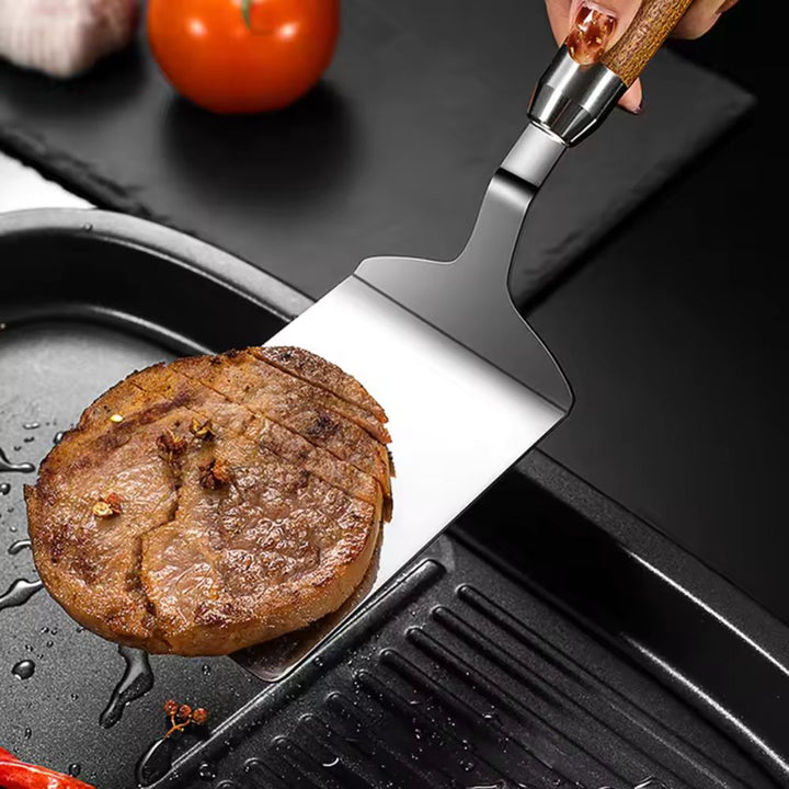 Lisslune | Stainless Steel Kitchen Spatula with Wooden Handle