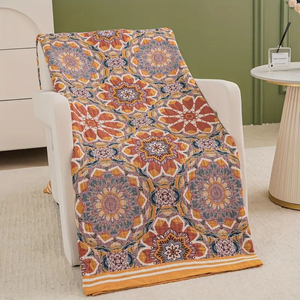 Lisslune | Boho Flora Tone Cotton Blanket