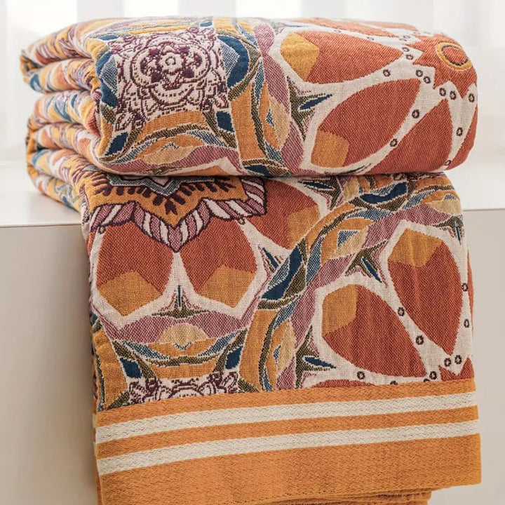 Lisslune | Boho Flora Tone Cotton Blanket