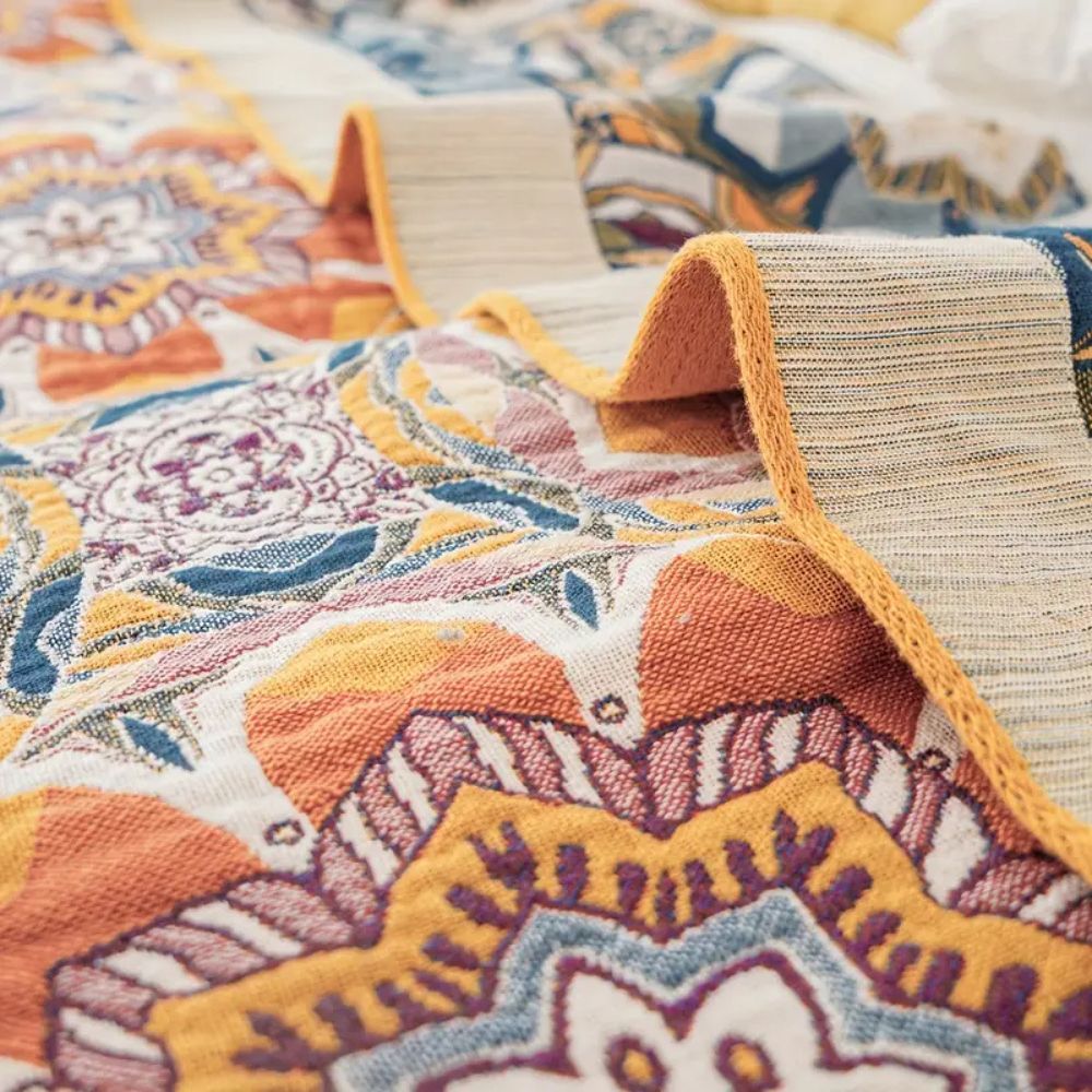 Lisslune | Boho Flora Tone Cotton Blanket
