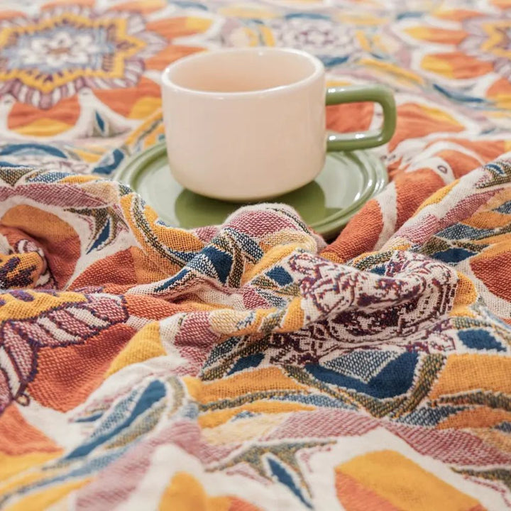 Lisslune | Boho Flora Tone Cotton Blanket