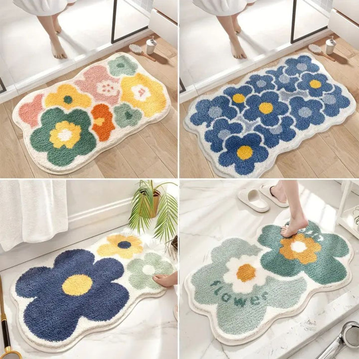 Lisslune | Floral Tufted Absorbent Bath Mat