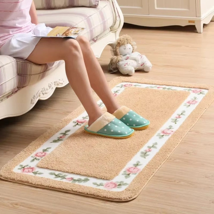 Lisslune | Floral Border Absorbent Bath Mat