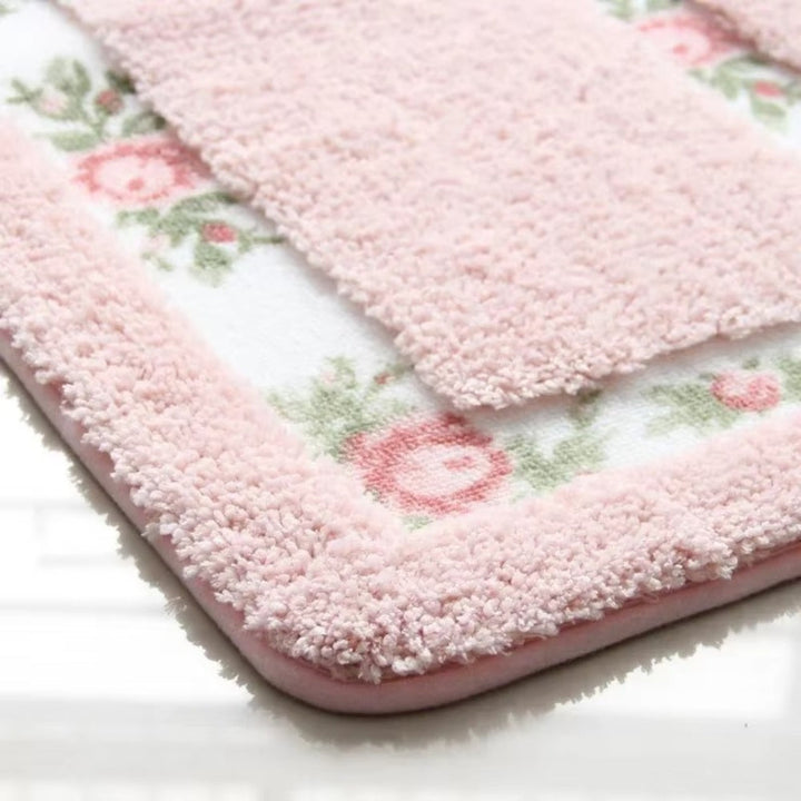 Lisslune | Floral Border Absorbent Bath Mat