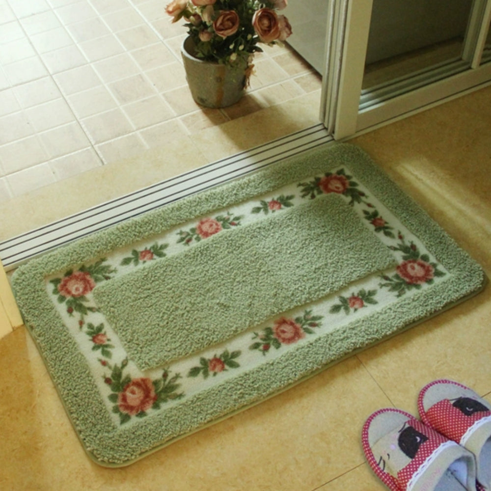 Lisslune | Floral Border Absorbent Bath Mat