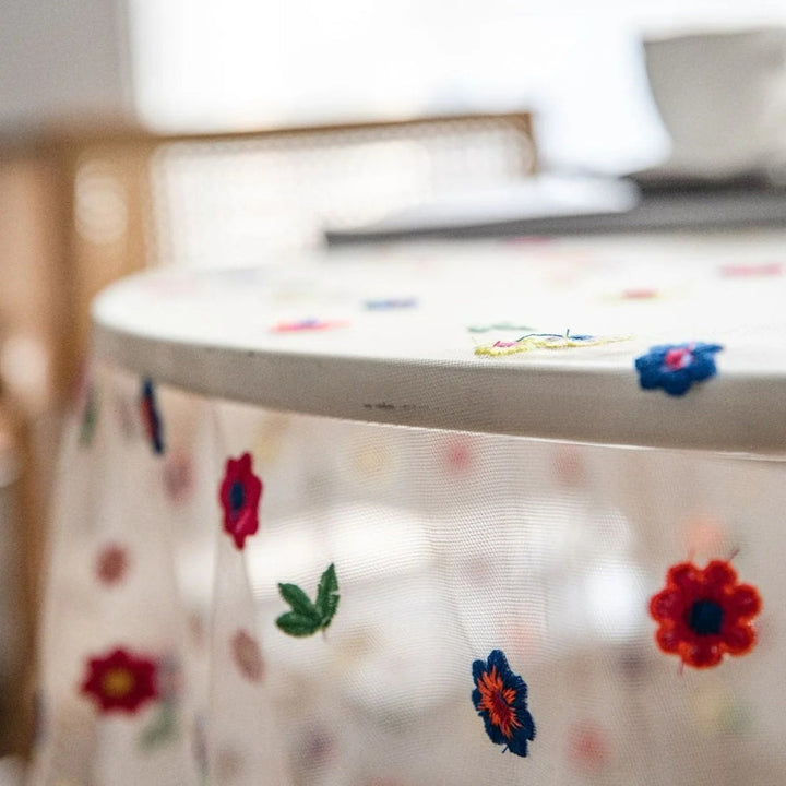 Lisslune | Floral Embroidered Lace Tablecloth Cover