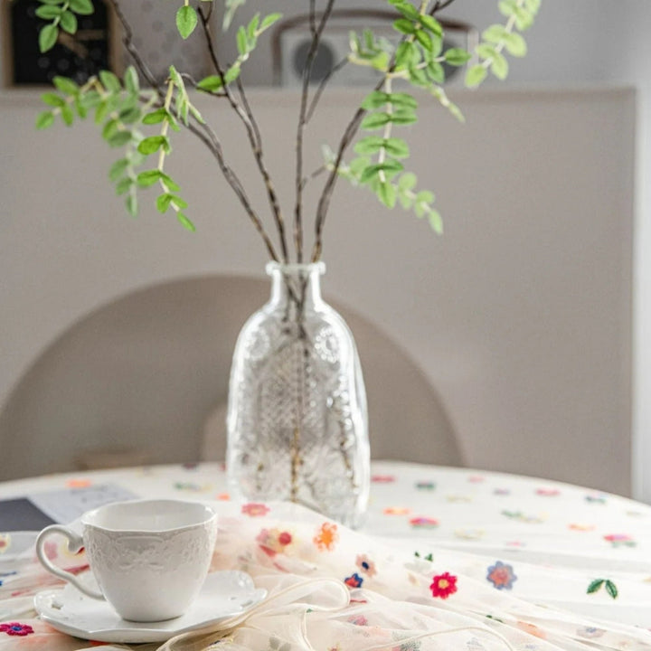 Lisslune | Floral Embroidered Lace Tablecloth Cover
