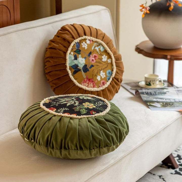 Lisslune | Floral Medley Velvet Round Cushion