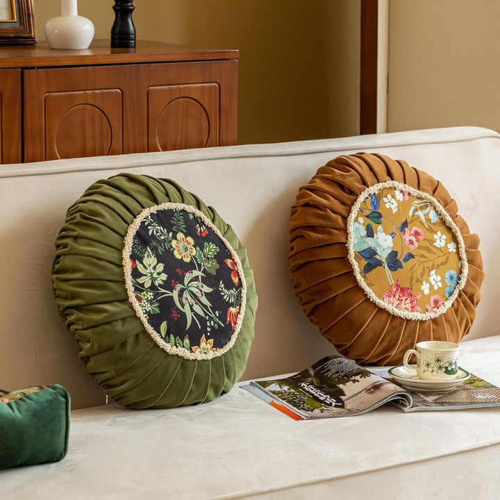 Lisslune | Floral Medley Velvet Round Cushion