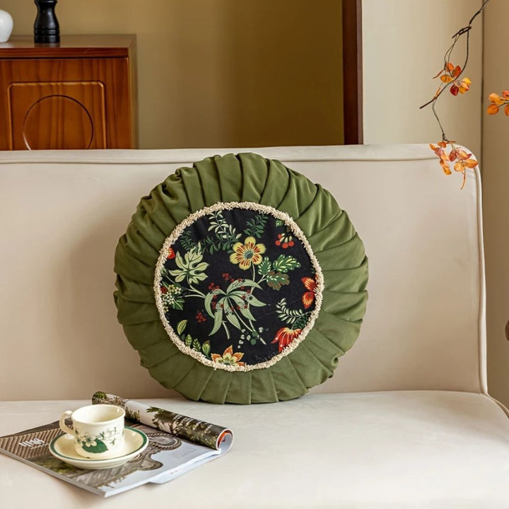 Lisslune | Floral Medley Velvet Round Cushion