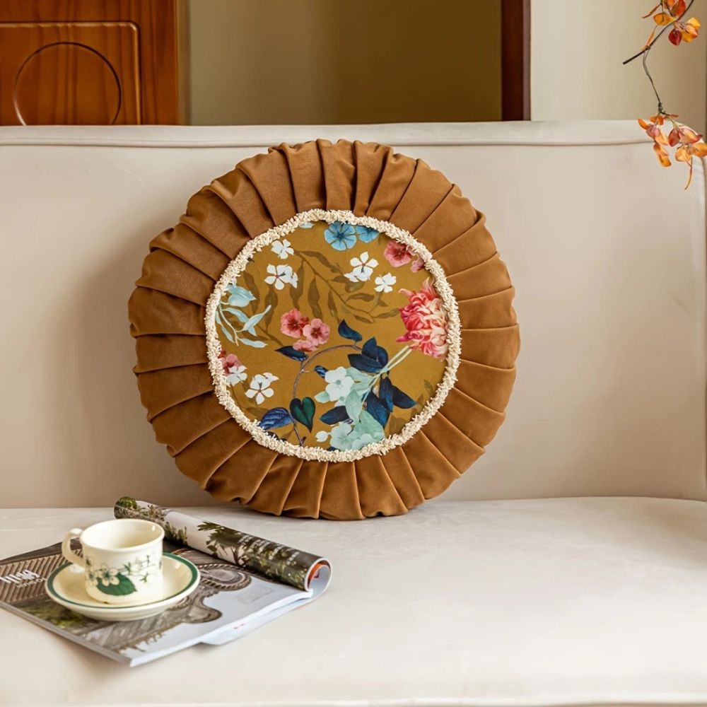 Lisslune | Floral Medley Velvet Round Cushion