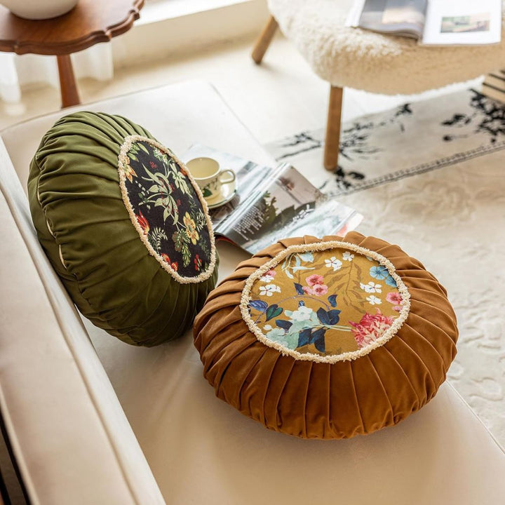 Lisslune | Floral Medley Velvet Round Cushion