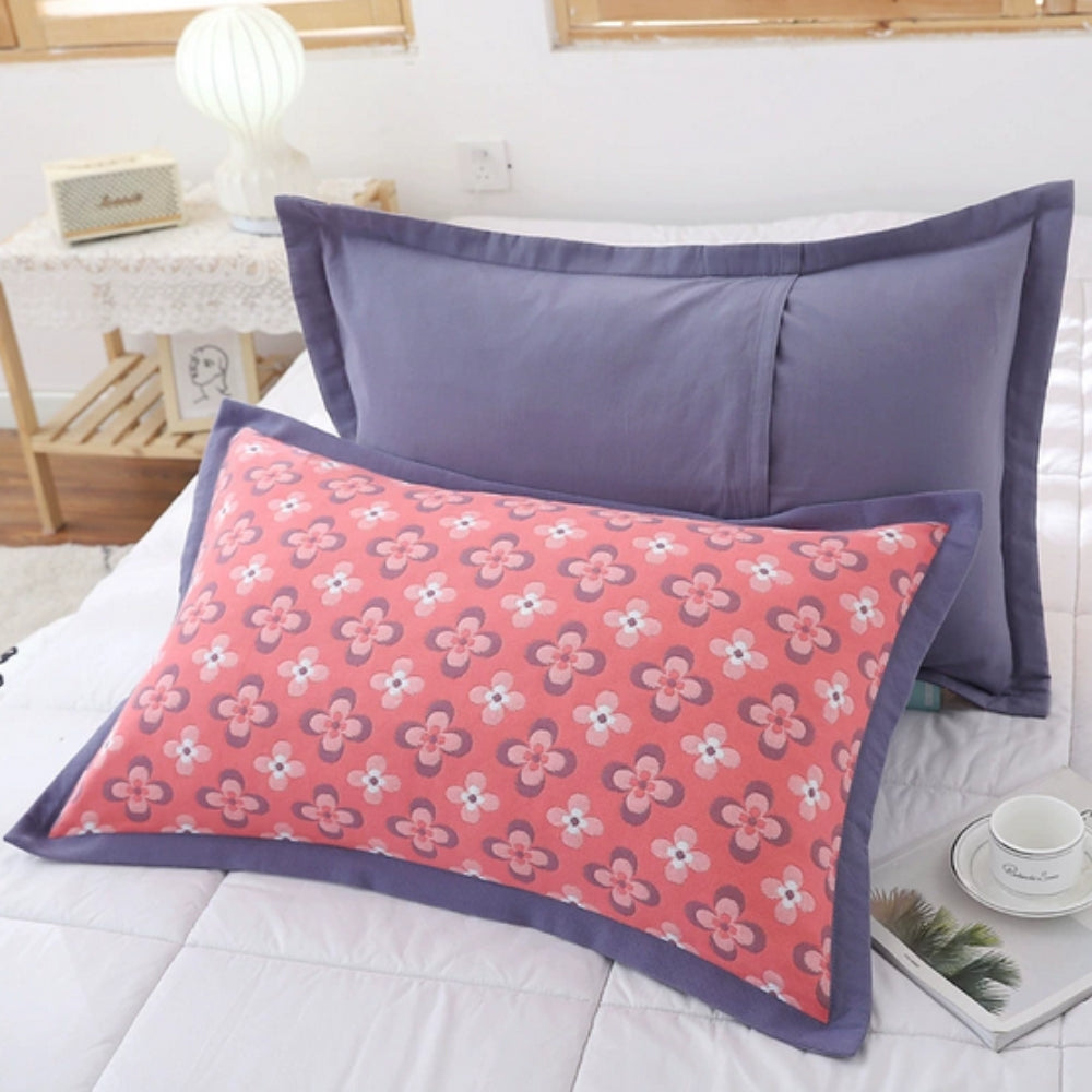 Lisslune | Floral Print Cotton Pillowcase | 2pcs