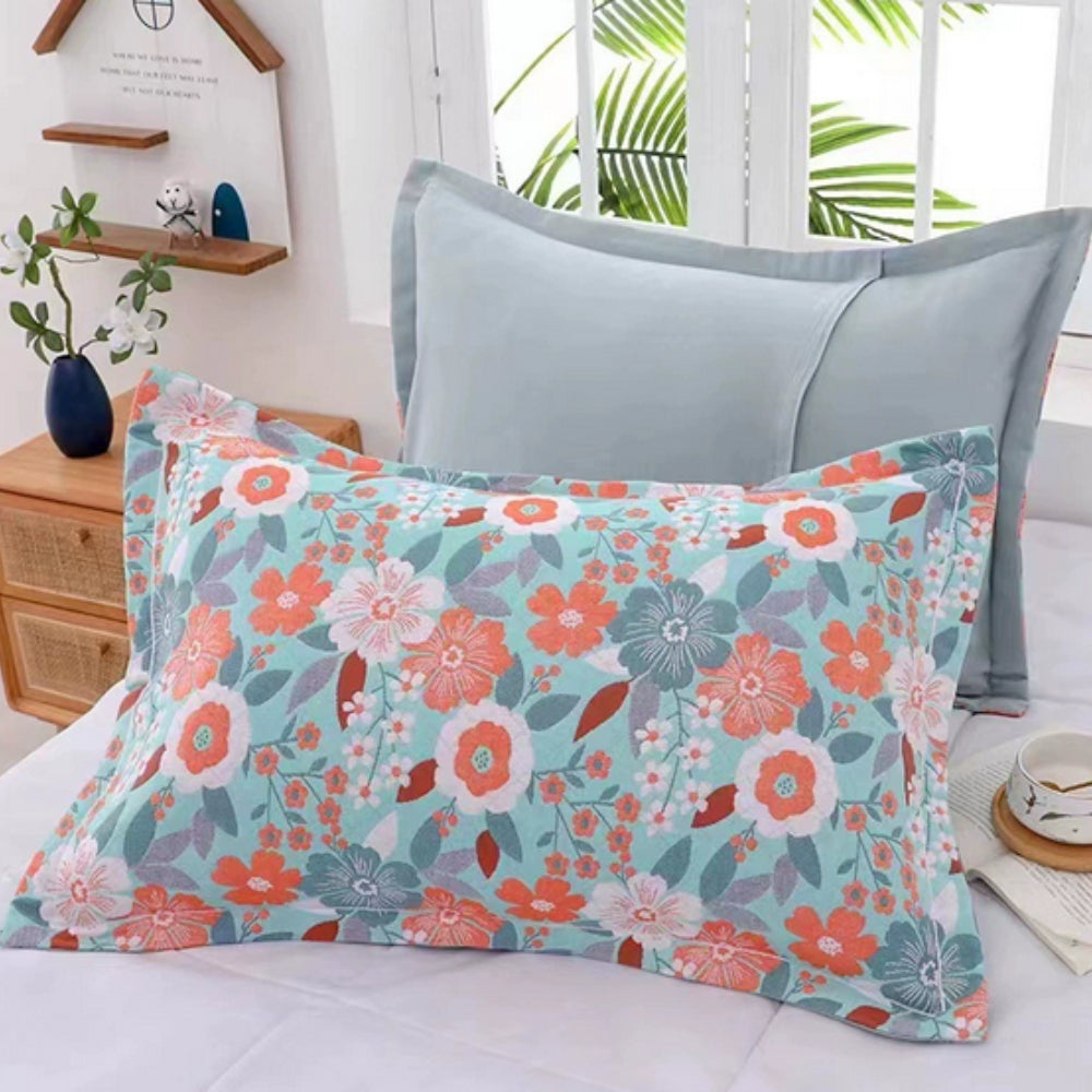 Lisslune | Floral Print Cotton Pillowcase | 2pcs