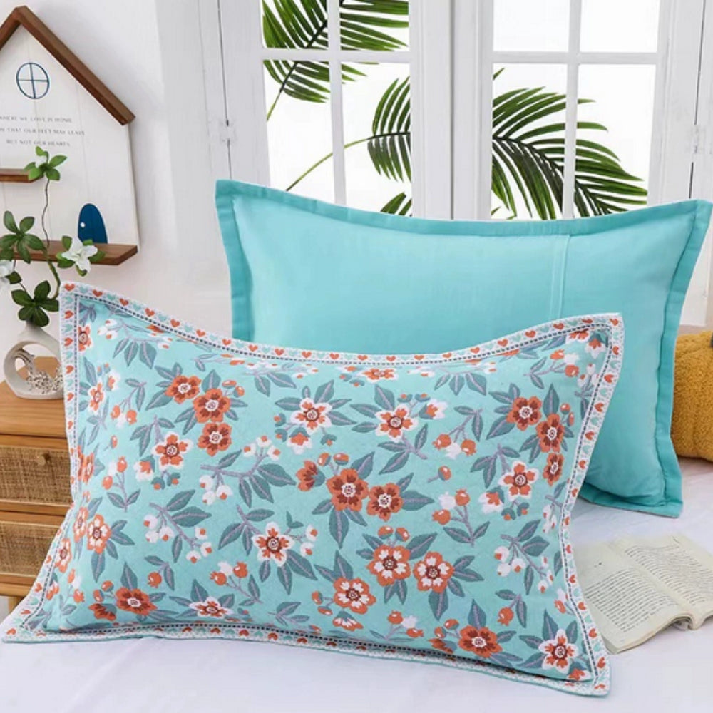 Lisslune | Floral Print Cotton Pillowcase | 2pcs