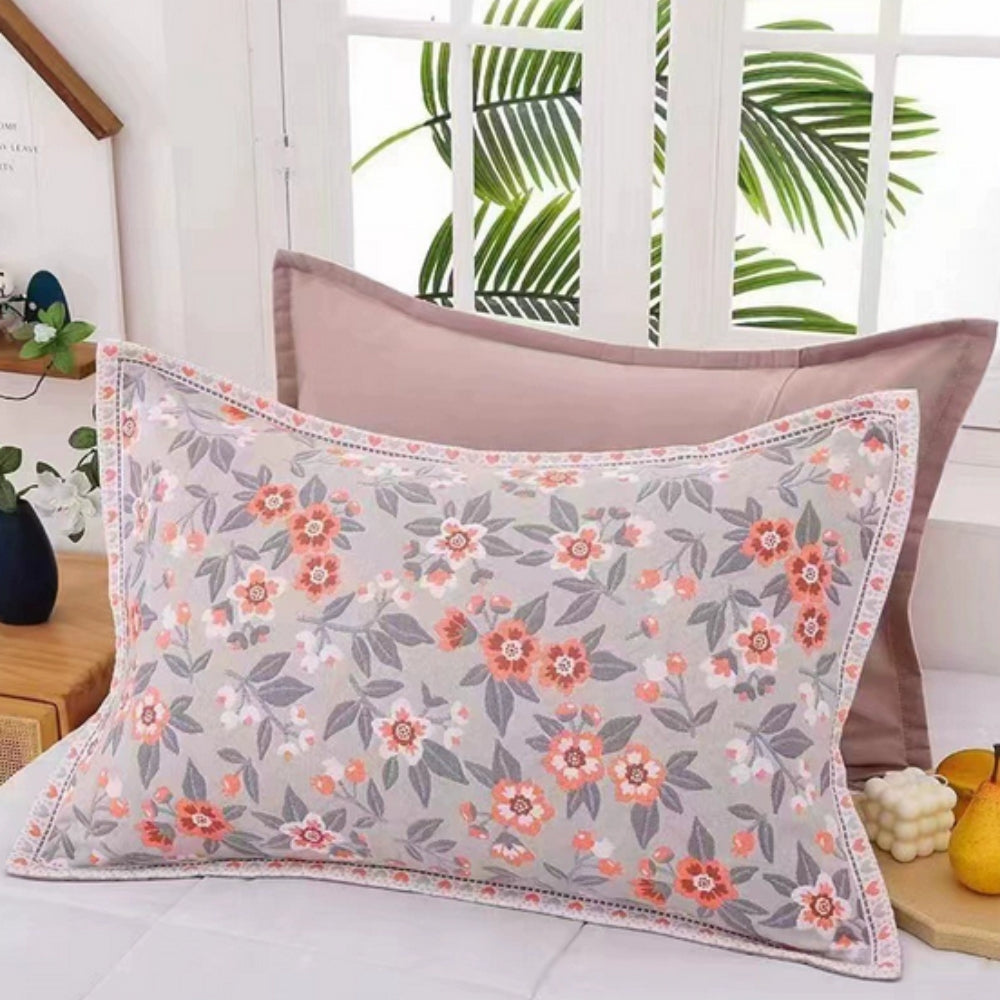 Lisslune | Floral Print Cotton Pillowcase | 2pcs