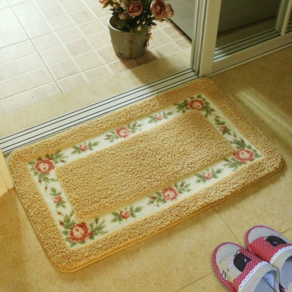Lisslune | Floral Border Absorbent Bath Mat