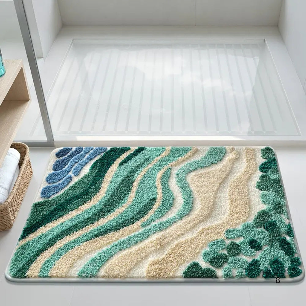 Lisslune | Fluffy Ocean Wavy Pattern Bath Mat