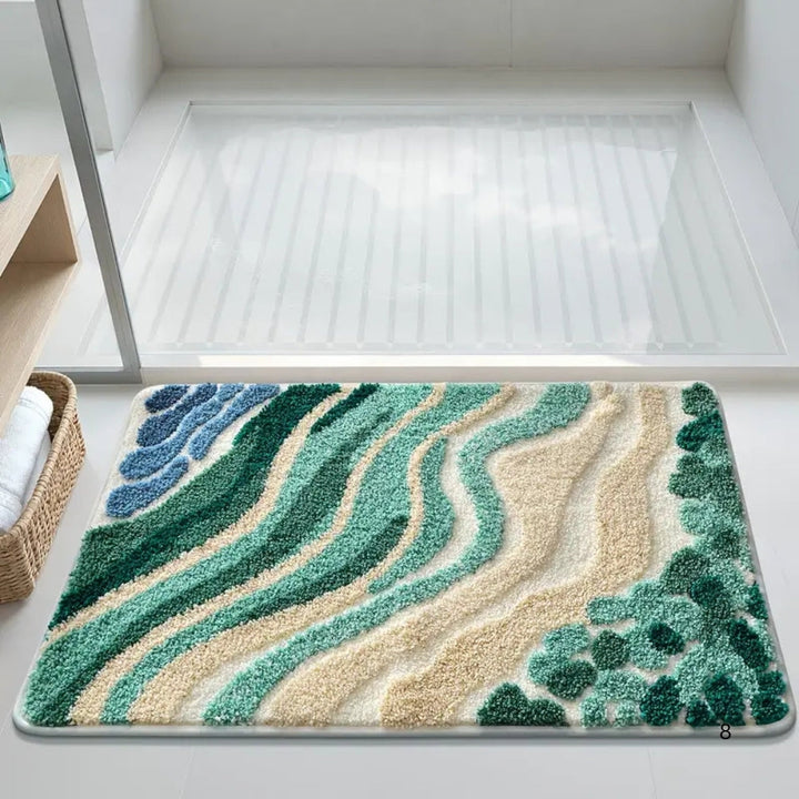 Lisslune | Fluffy Ocean Wavy Pattern Bath Mat