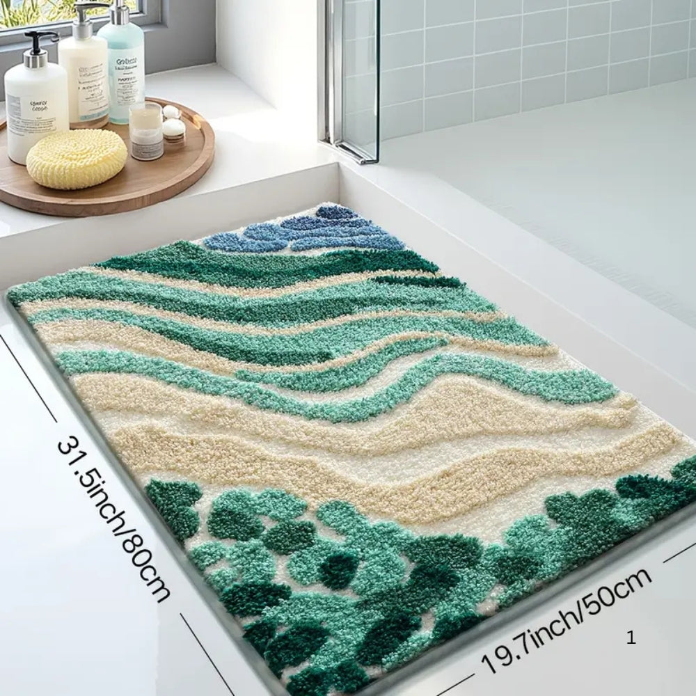 Lisslune | Fluffy Ocean Wavy Pattern Bath Mat