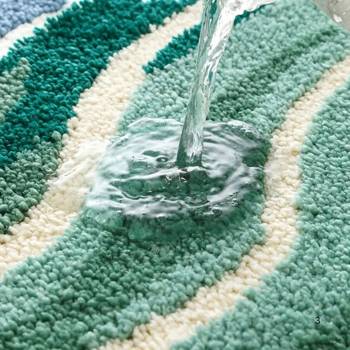 Lisslune | Fluffy Ocean Wavy Pattern Bath Mat