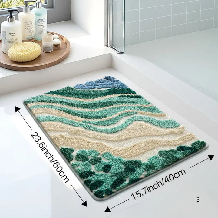 Lisslune | Fluffy Ocean Wavy Pattern Bath Mat