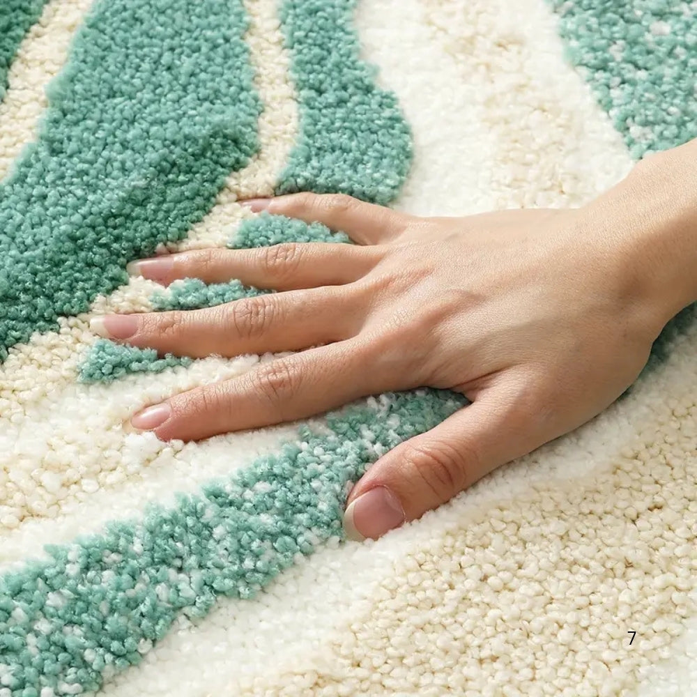 Lisslune | Fluffy Ocean Wavy Pattern Bath Mat