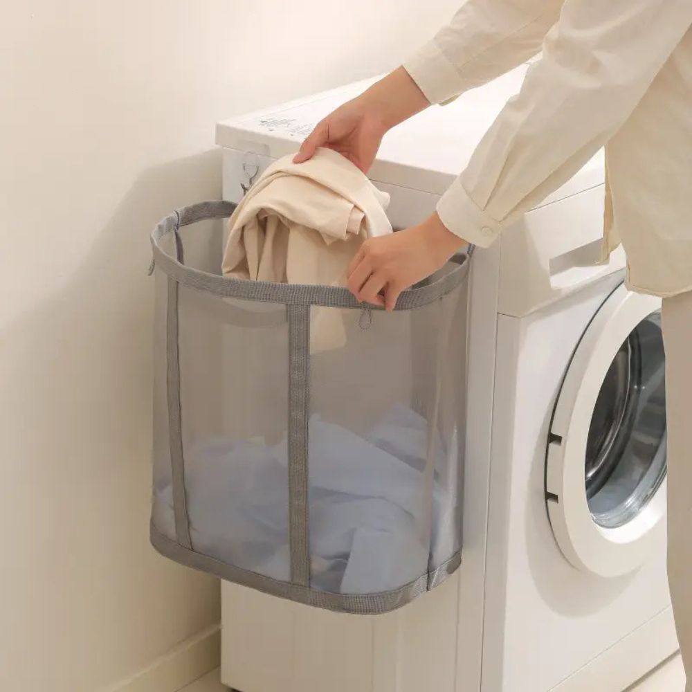 Lisslune | Foldable Mesh Laundry Basket with Hanging Loop