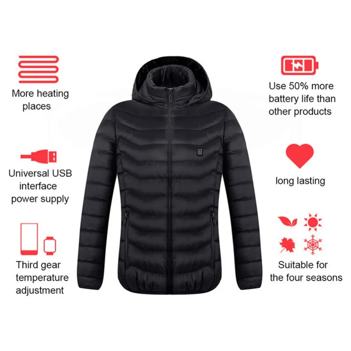 Lisslune | Heated Electric Warming Jacket Coat Fleece Work Body Battery Heating Apparel for Men and Women