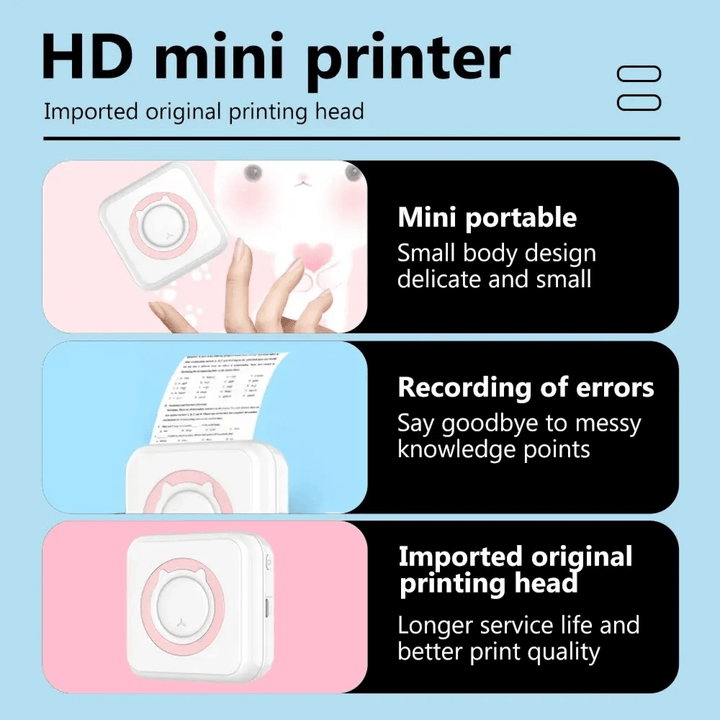 Lisslune | Mini Portable Mobile Phone to Photo Printer Instant Small Sticker Emoji Picture Thermal Bluetooth Connection