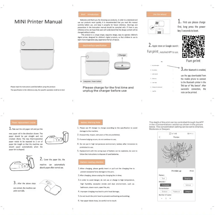 Lisslune | Mini Portable Mobile Phone to Photo Printer Instant Small Sticker Emoji Picture Thermal Bluetooth Connection