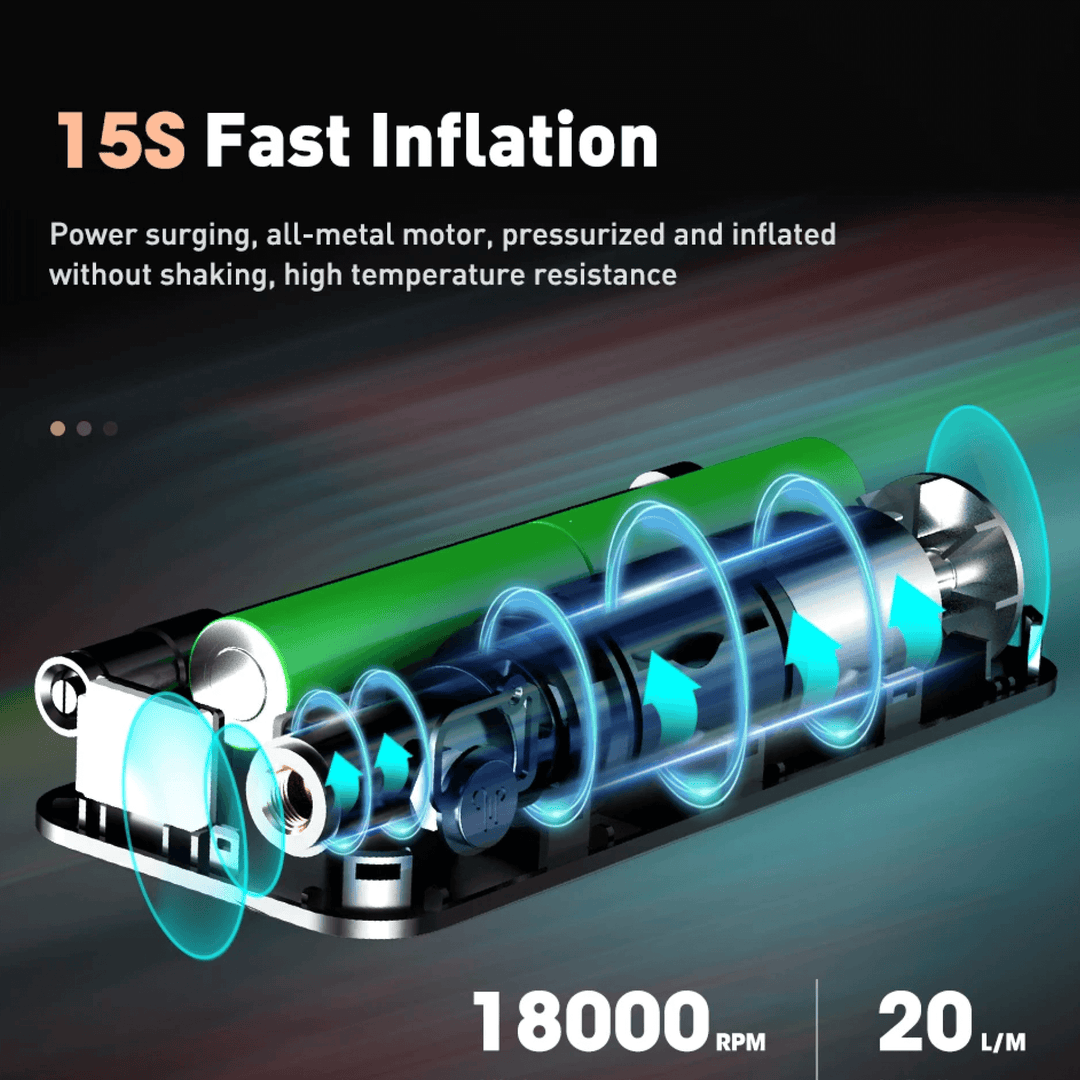 Lisslune | Rechargeable Tyre Inflator Cordless Battery Powered Pump