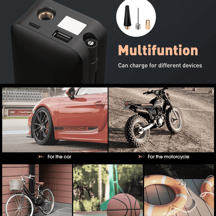 Lisslune | Rechargeable Tyre Inflator Cordless Battery Powered Pump