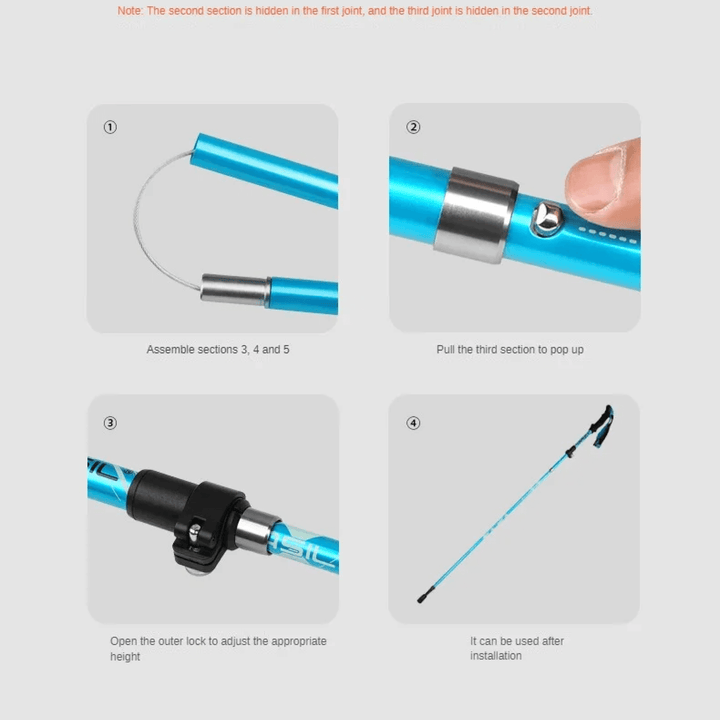 Lisslune | Collapsible Folding Nordic Walking Tracking Poles Top Rated for Hiking Sticks