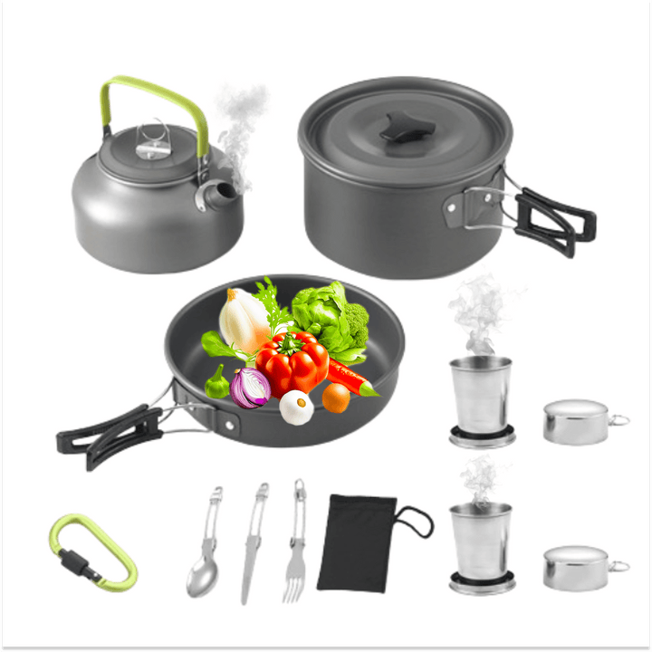Lisslune | Camping Cooking Ware Stainless Steel Cookware Pots Set and Pans