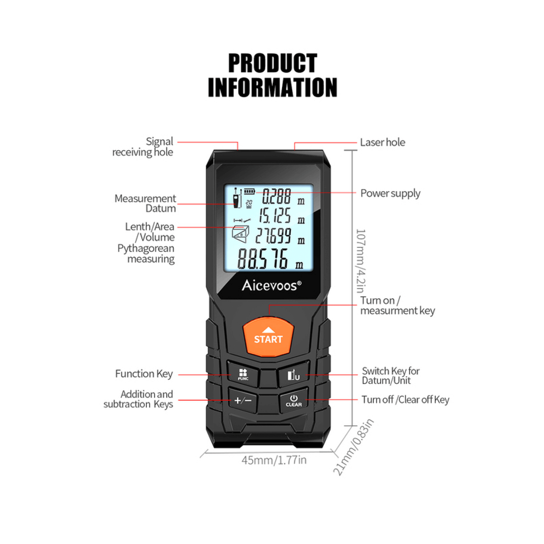 Lisslune | Laser Light Meter Measure Digital Measuring Tape