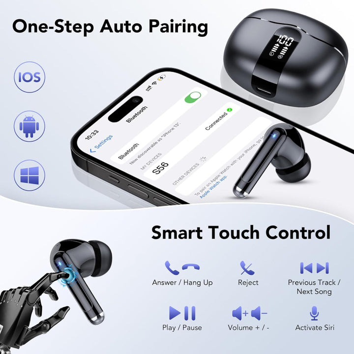 Lisslune | Waterproof Bluetooth Earphones - Noise Cancelling Wireless Earbuds