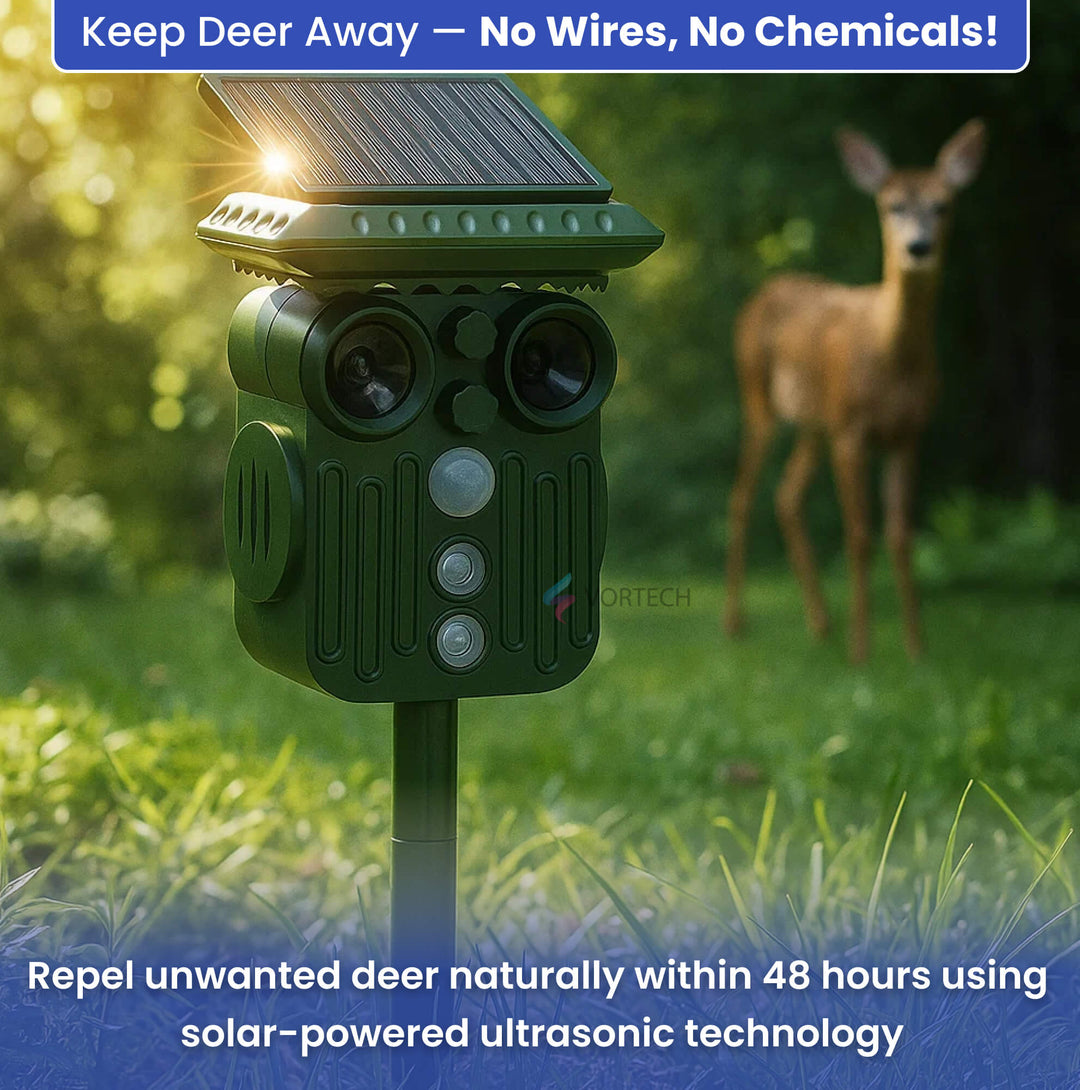 Lisslune | Ultrasonic Solar Deer Repeller | 5 Adjustable Modes. Waterproof & Eco-Friendly for Home Gardens and Yards