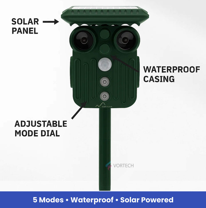 Lisslune | Ultrasonic Solar Deer Repeller | 5 Adjustable Modes. Waterproof & Eco-Friendly for Home Gardens and Yards